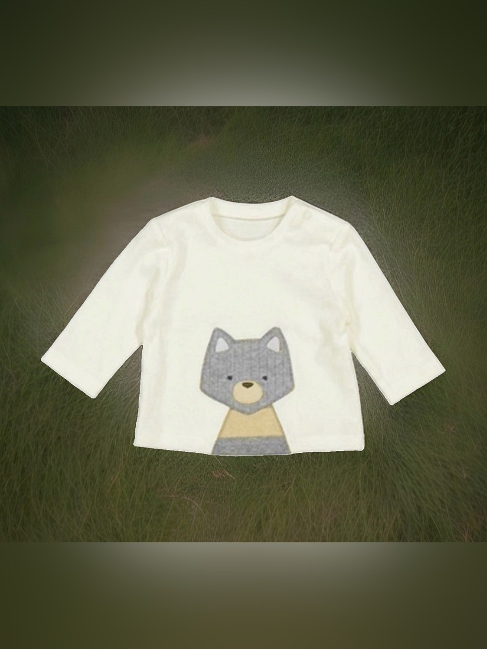 Mayoral Ivory Kids Woodland Theme Fox Appliqué Long Sleeve Tee 12 Months